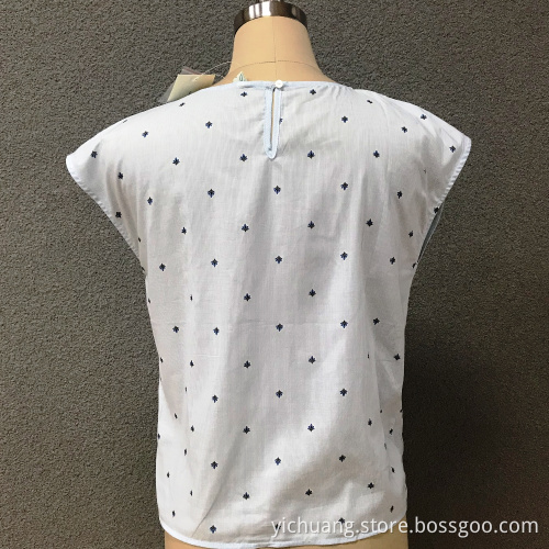 Women's cotton printed white top